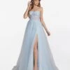 Ice Blue Corset Tulle Prom Ball Gown
