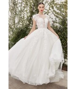Cinderella Divine Ivory Floral Glitter Tulle Bridal Ball Gown -Pleaser Clothing Store ivory floral glitter tulle bridal ball gown 648361