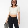 Ivory Scallop Lace Knit Crop Top