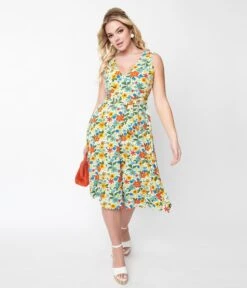Ivory Wild Garden Swing Dress