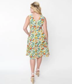 Ivory Wild Garden Swing Dress -Pleaser Clothing Store ivory wild garden swing dress 907577