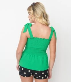 Kelly Green Ruched Peplum Top -Pleaser Clothing Store kelly green ruched peplum top 335595