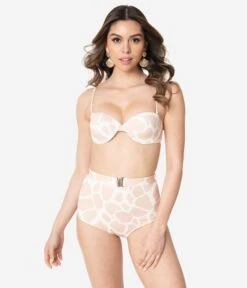 Kingdom & State Beige & White Giraffe Print Swim Bottoms -Pleaser Clothing Store kingdom state beige white giraffe print swim bottoms 338761