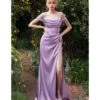 Cinderella Divine Lavender Black Satin Off The Shoulder Corset Bridesmaid Gown