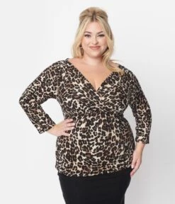 Leopard Surplice Top -Pleaser Clothing Store leopard surplice top 490485