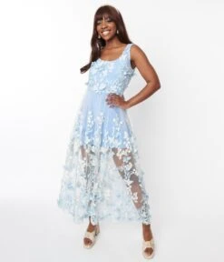 Light Blue Butterfly Overlay Maxi Dress -Pleaser Clothing Store light blue butterfly overlay maxi dress 494837