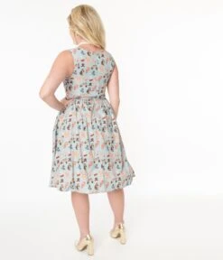 Light Blue Christmas Party Swing Dress -Pleaser Clothing Store light blue christmas party swing dress 947710