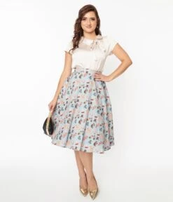 Light Blue Christmas Party Swing Skirt