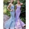 Cinderella Divine Light Blue Chromatic Floral Mermaid Bridesmaid Dress