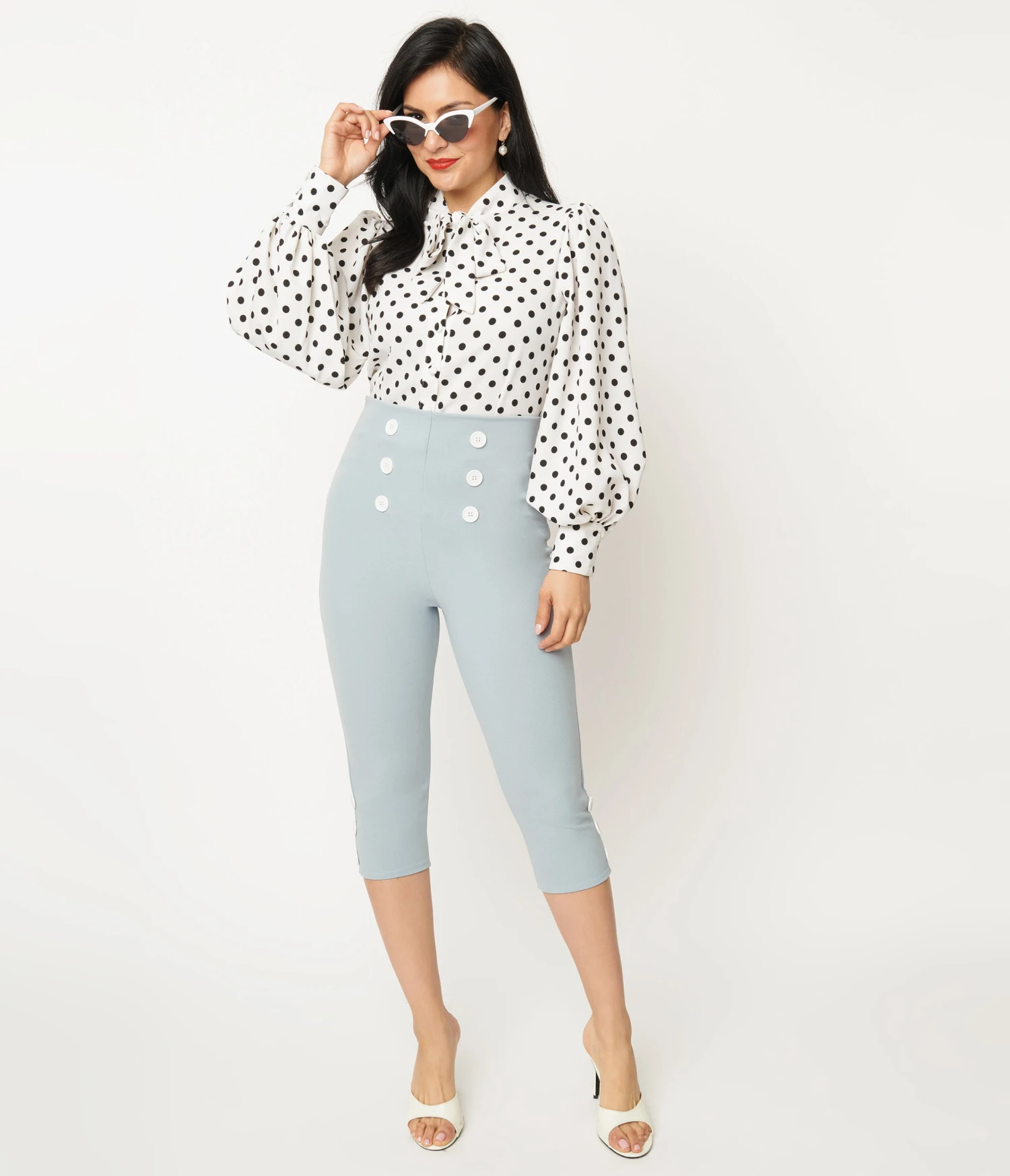 Light Blue High Waist Capri Pants 1 Light Blue High Waist Capri Pants