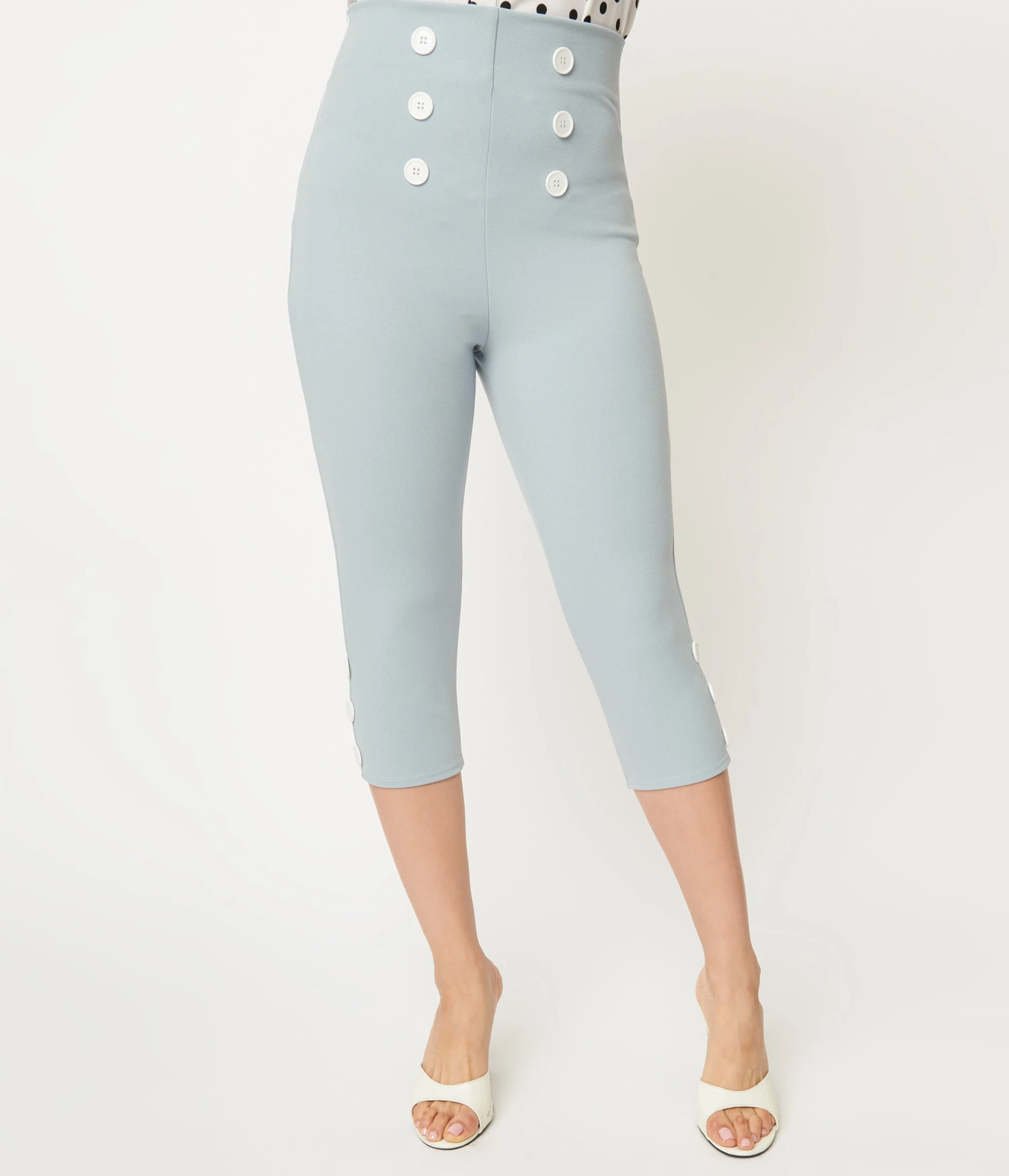 Light Blue High Waist Capri Pants 2 Light Blue High Waist Capri Pants - Image 2