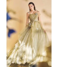 Cinderella Divine Light Green Dancing Butterflies Tulle Bridesmaid Ball Gown