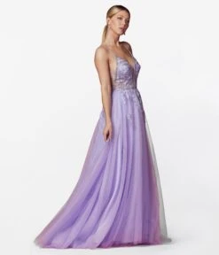 Lilac Floral & Tulle Ball Gown -Pleaser Clothing Store lilac floral tulle ball gown 391726