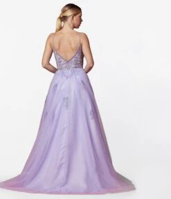 Lilac Floral & Tulle Ball Gown -Pleaser Clothing Store lilac floral tulle ball gown 893603