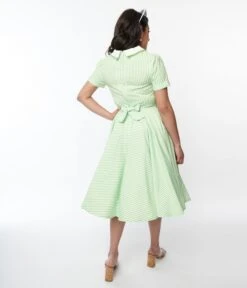 Lime Green & White Striped Swing Dress -Pleaser Clothing Store lime green white striped swing dress 422924