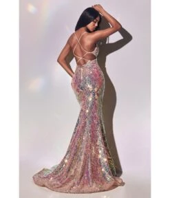 Cinderella Divine Magical Mermaid Iridescent Sequin Prom Gown -Pleaser Clothing Store magical mermaid iridescent sequin prom gown 513224
