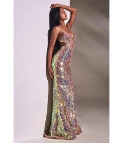 Cinderella Divine Magical Mermaid Iridescent Sequin Prom Gown -Pleaser Clothing Store magical mermaid iridescent sequin prom gown 731695