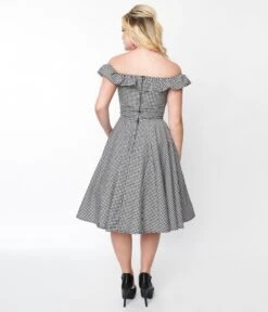 Magnolia Place Black Gingham Barbara Swing Dress -Pleaser Clothing Store magnolia place black gingham barbara swing dress 139155