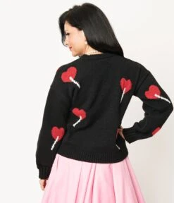 Magnolia Place Black Heart Lollipop Open Cardigan -Pleaser Clothing Store magnolia place black heart lollipop open cardigan 195699