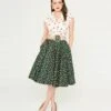 Magnolia Place Green & Holiday Print Sally Swing Skirt