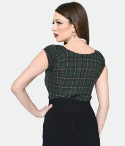 Magnolia Place Green & Pink Tartan Plaid May Top -Pleaser Clothing Store magnolia place green pink tartan plaid may top 276909