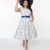 Magnolia Place Ivory & Navy Cat Anna Swing Dress
