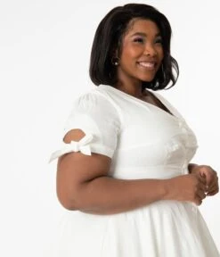 Magnolia Place Plus Size Style White Linen Eleanor Swing Dress -Pleaser Clothing Store magnolia place plus size style white linen eleanor swing dress 568196