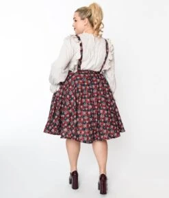 Magnolia Place Snowflake Red Tartan Plaid Pinafore Swing Skirt -Pleaser Clothing Store magnolia place snowflake red tartan plaid pinafore swing skirt 944323