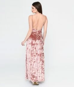 Mauve Crushed Velvet Maxi Dress -Pleaser Clothing Store mauve crushed velvet maxi dress 682111