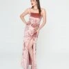 Mauve Crushed Velvet Maxi Dress