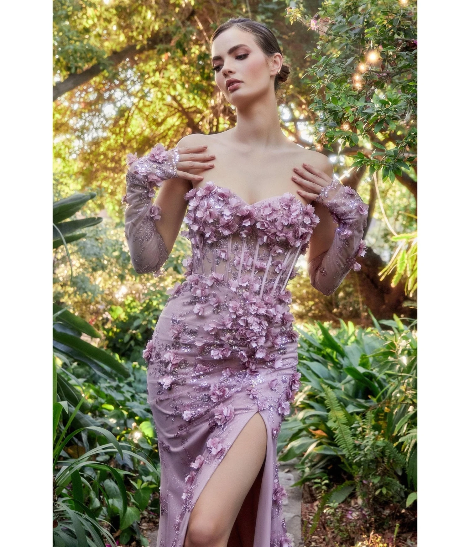 Cinderella Divine Mauve Hydrangea Embellished Corset Mermaid Evening Gown 1 Cinderella Divine Mauve Hydrangea Embellished Corset Mermaid Evening Gown