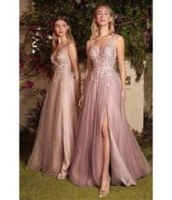 Cinderella Divine Mauve Lace Tulle Bridesmaid Gown -Pleaser Clothing Store mauve lace tulle bridesmaid gown 211354