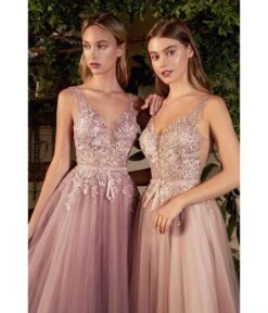 Cinderella Divine Mauve Lace Tulle Bridesmaid Gown