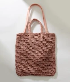 Mauve Pink Straw Tote Bag -Pleaser Clothing Store mauve pink straw tote bag 273169