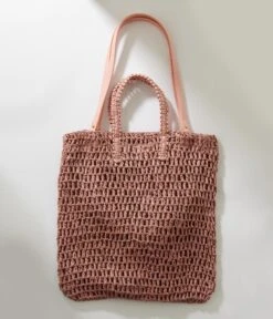 Mauve Pink Straw Tote Bag -Pleaser Clothing Store mauve pink straw tote bag 685950