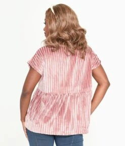 Mauve Ribbed Velvet Babydoll Top -Pleaser Clothing Store mauve ribbed velvet babydoll top 858193