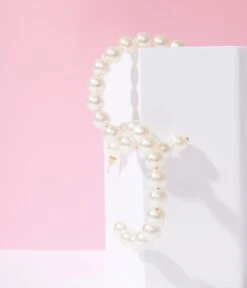 Mega Faux Pearl Hoop Earrings -Pleaser Clothing Store mega faux pearl hoop earrings 829087