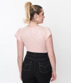 Metallic Blush Pink Reptile Textured Top -Pleaser Clothing Store metallic blush pink reptile textured top 931269