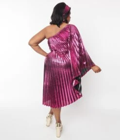 Metallic Magenta Pleated Caftan -Pleaser Clothing Store metallic magenta pleated caftan 394790