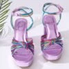 Metallic Purple & Rainbow Strap Platform Heels