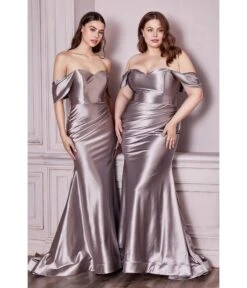 Cinderella Divine Mink Satin Fitted Bridesmaid Gown