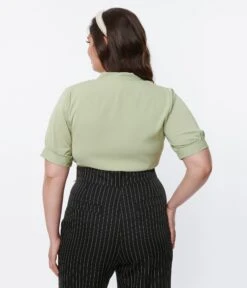 Mint Green & Faux Pearl Top -Pleaser Clothing Store mint green faux pearl top 317103