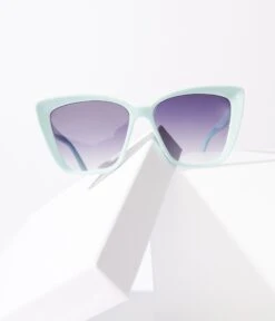 Mint Green Square Cat Eye Oversized Sunglasses