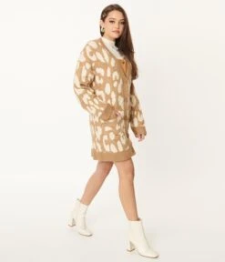 Mocha Leopard Print Long Cardigan -Pleaser Clothing Store mocha leopard print long cardigan 611665