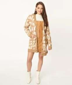 Mocha Leopard Print Long Cardigan -Pleaser Clothing Store mocha leopard print long cardigan 829066