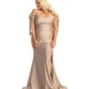 Mocha Off The Shoulder Prom Dress