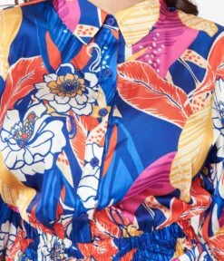 Multicolor Bold Floral Print Jumpsuit -Pleaser Clothing Store multicolor bold floral print jumpsuit 579518