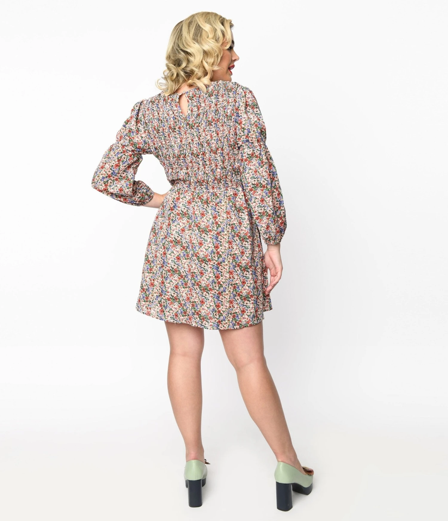 Multicolor Ditsy Floral Babydoll Dress 2 Multicolor Ditsy Floral Babydoll Dress - Image 2