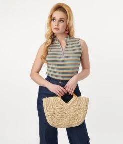 Multicolor Striped Zip Up Peace Top -Pleaser Clothing Store multicolor striped zip up peace top 927768