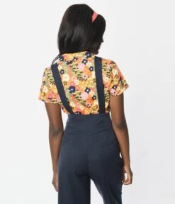 Mustard Ditsy Floral Fit & Flare Button Up Top -Pleaser Clothing Store mustard ditsy floral fit flare button up top 349033